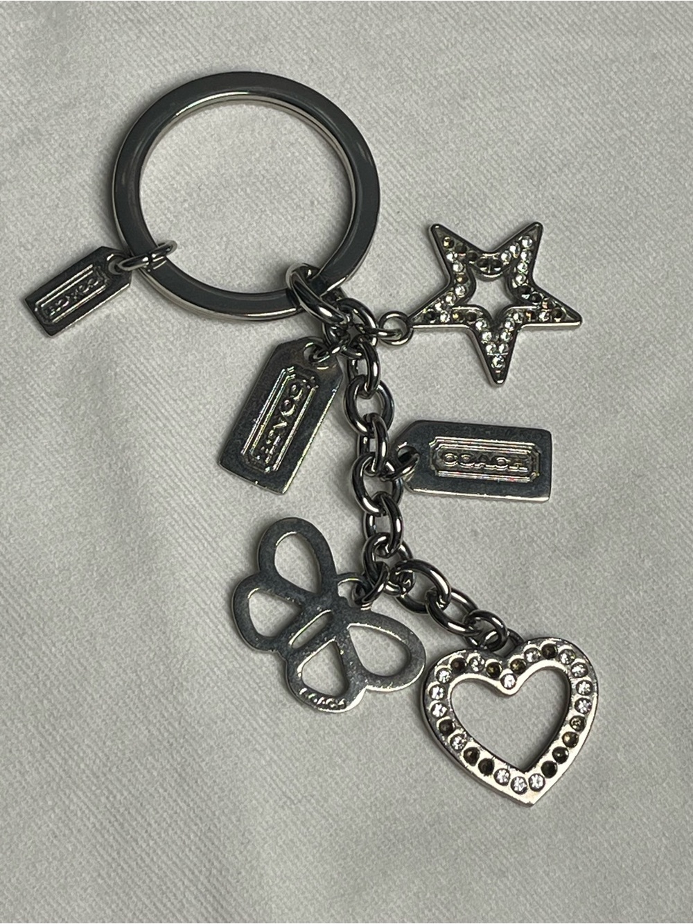 Coach Silver Butterfly, Star, Heart Bag Charm/Key Chain